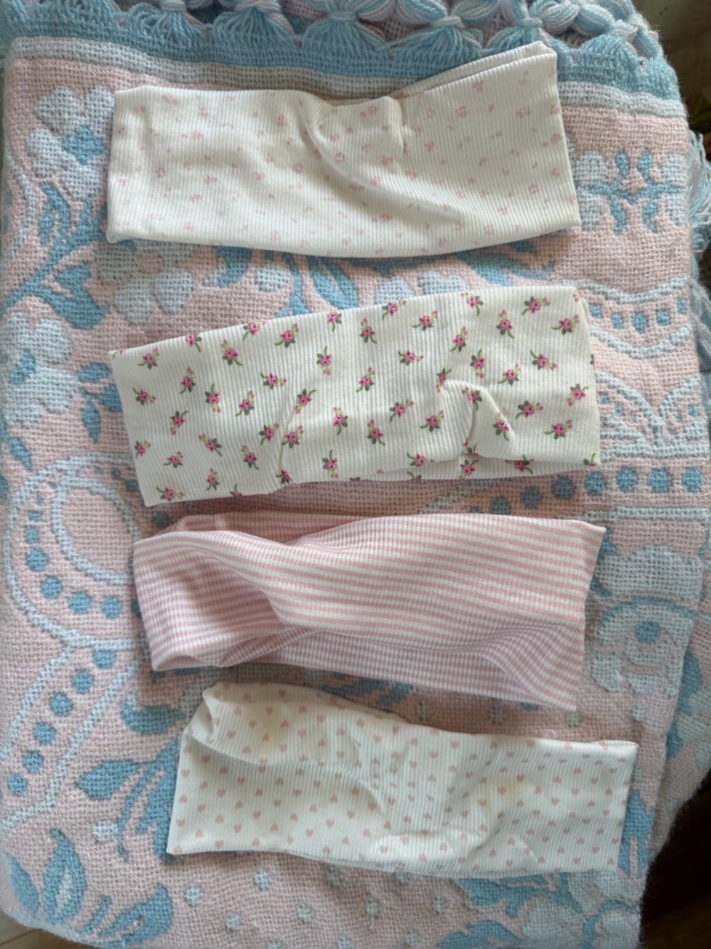 Fabric Headbands - Pink & Cream Floral Set